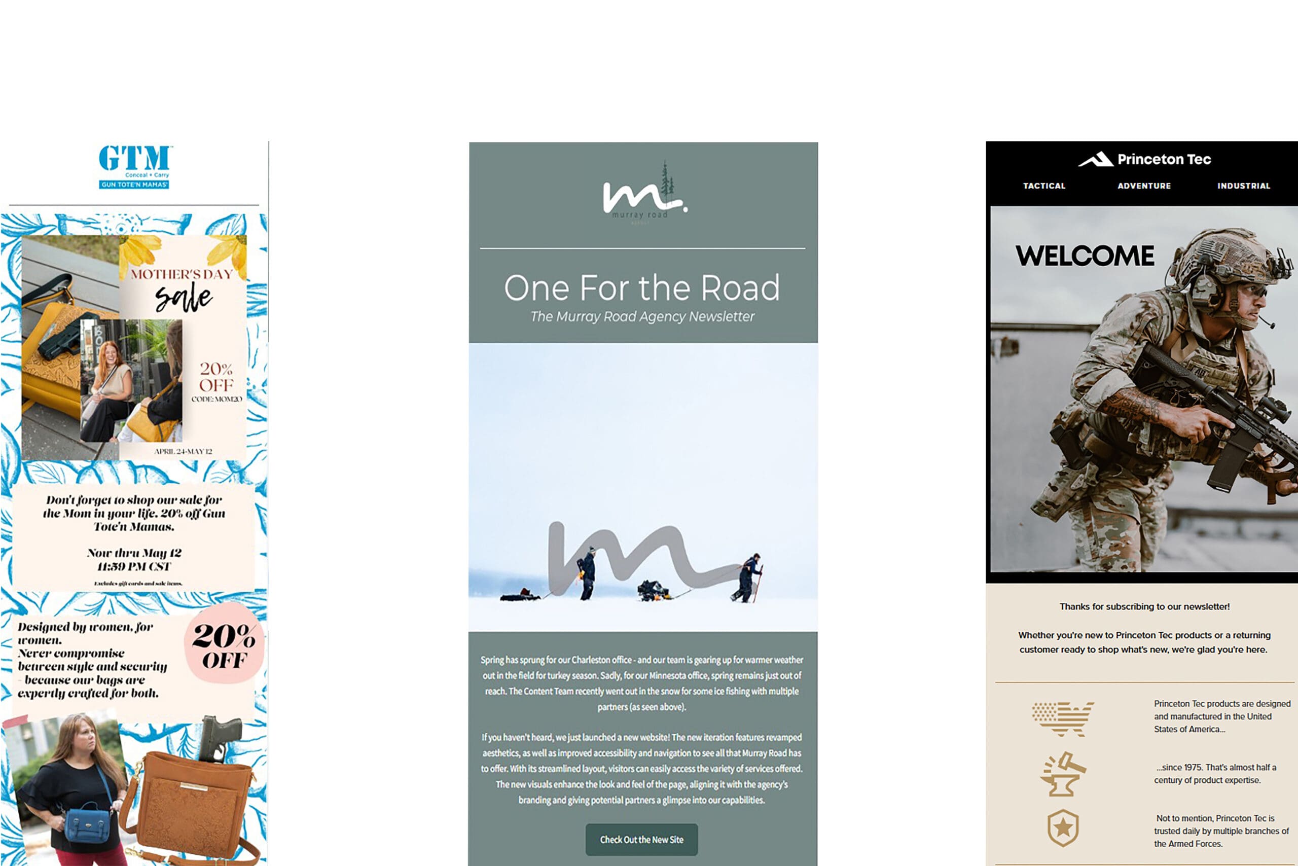 email campaigns for a digital marketing company in the hunting and outdoorsman space.