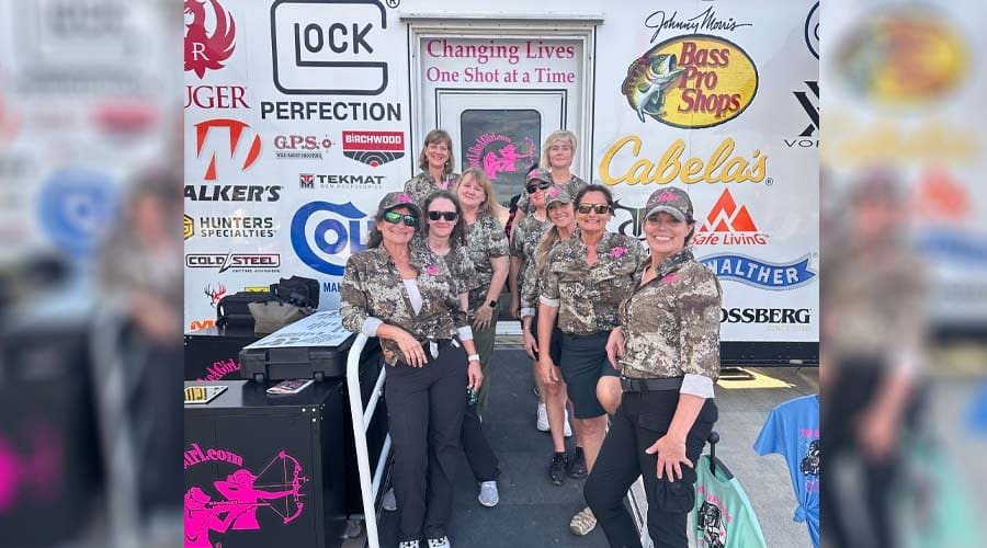 Women learning to shoot in the Shoot Like A Girl mobile range in Memphis