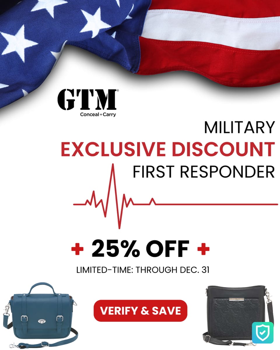 Gun Tote’n Mamas raises its Military & First Responder Discount to 30% through 2025. Eligible heroes can verify with VerifyPass for unlimited savings.