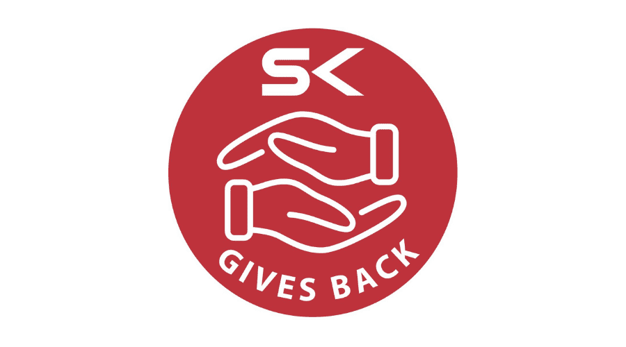 SK Gives Back logo, raising over $535,000 for national and local nonprofits through charity events and partnerships in 2025