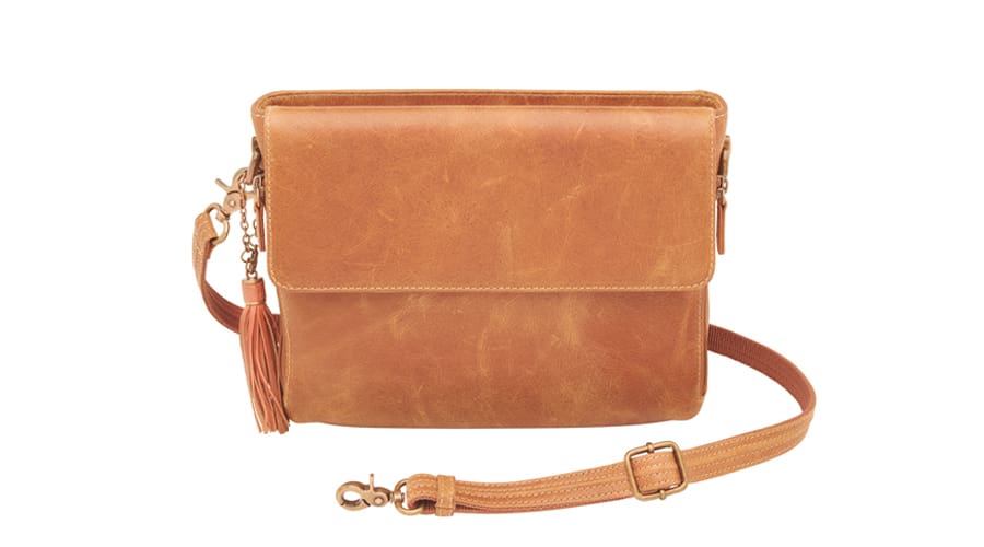 New GTM-CZY/22 concealed carry clutch in distressed buffalo caramel leather