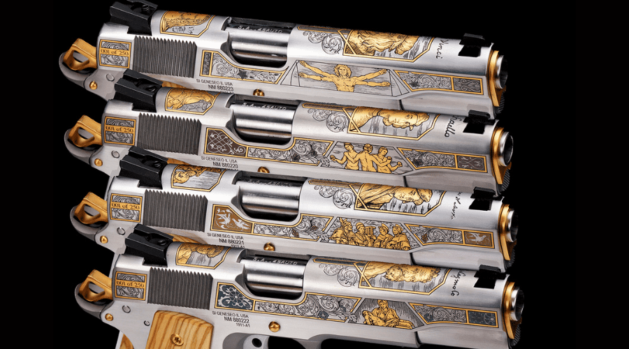 SK Guns Early Italian Renaissance series custom pistols donated to SSSF Forever Fund raffle