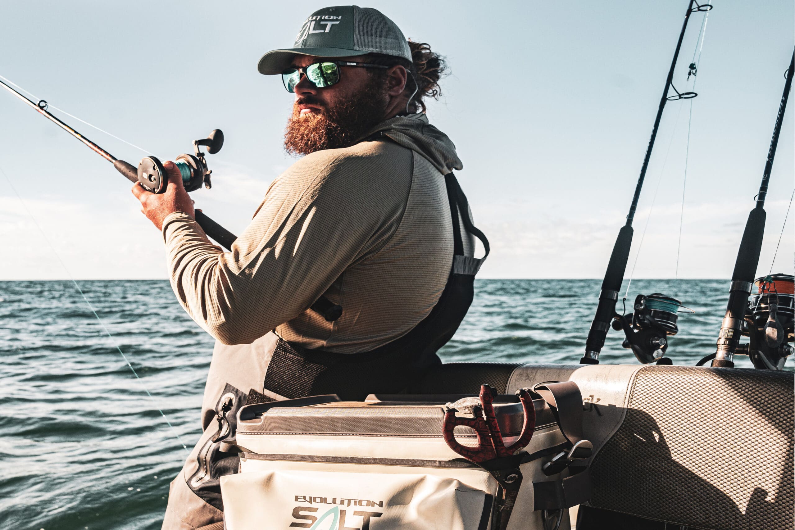 two men fishing in a boat