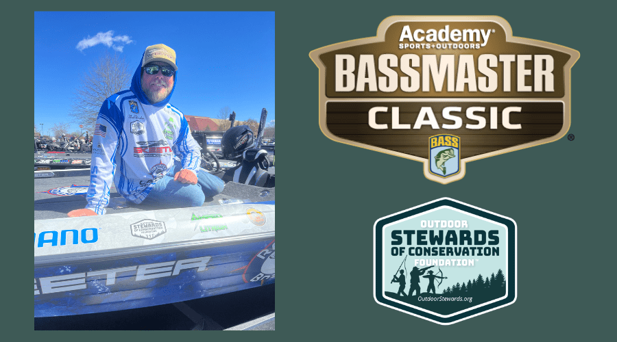 Noah Winslow competing at the 2026 Bassmaster Classic on the Tennessee River in Knoxville, Tennessee.