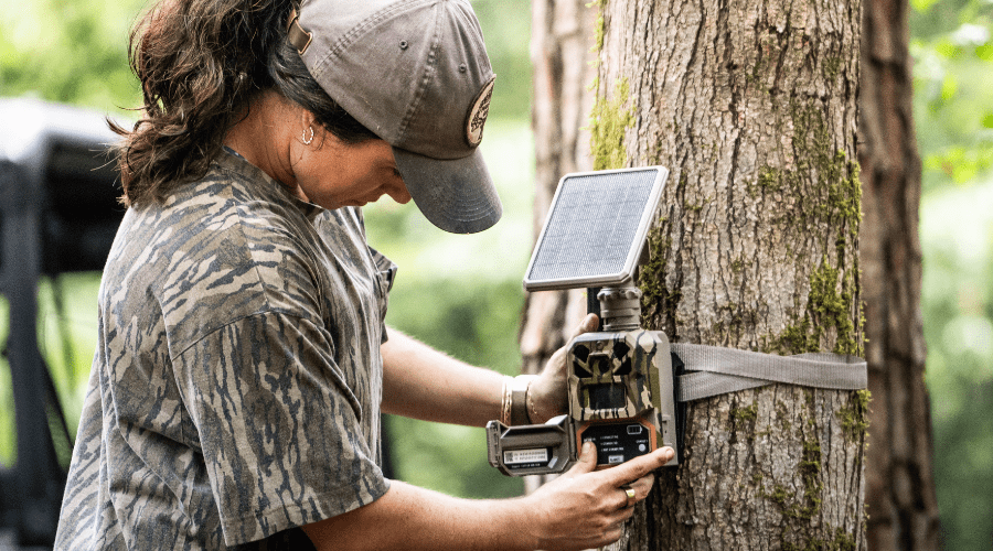 Moultrie EDGE trail camera during spring scouting