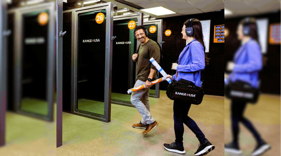 Range usa men and women going to shooting range